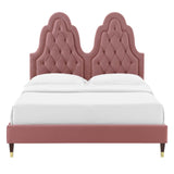 Alexandria Tufted Performance Velvet Queen Platform Bed Dusty Rose MOD-6764-DUS