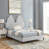 Alexandria Tufted Performance Velvet Queen Platform Bed Light Gray MOD-6764-LGR