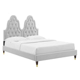 Alexandria Tufted Performance Velvet Queen Platform Bed Light Gray MOD-6764-LGR