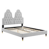 Alexandria Tufted Performance Velvet Queen Platform Bed Light Gray MOD-6764-LGR