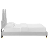 Alexandria Tufted Performance Velvet Queen Platform Bed Light Gray MOD-6764-LGR