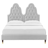 Alexandria Tufted Performance Velvet Queen Platform Bed Light Gray MOD-6764-LGR