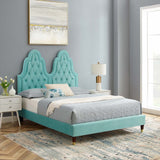 Alexandria Tufted Performance Velvet Queen Platform Bed Mint MOD-6764-MIN