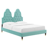 Alexandria Tufted Performance Velvet Queen Platform Bed Mint MOD-6764-MIN