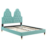 Alexandria Tufted Performance Velvet Queen Platform Bed Mint MOD-6764-MIN