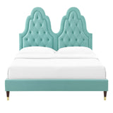 Alexandria Tufted Performance Velvet Queen Platform Bed Mint MOD-6764-MIN