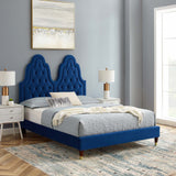 Alexandria Tufted Performance Velvet Queen Platform Bed Navy MOD-6764-NAV