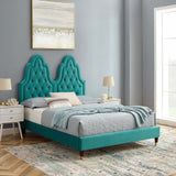 Alexandria Tufted Performance Velvet Queen Platform Bed Teal MOD-6764-TEA