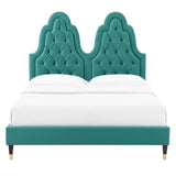 Alexandria Tufted Performance Velvet Queen Platform Bed Teal MOD-6764-TEA