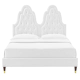 Alexandria Tufted Performance Velvet Queen Platform Bed White MOD-6764-WHI