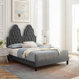 Alexandria Tufted Performance Velvet Queen Platform Bed Charcoal MOD-6765-CHA