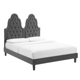 Alexandria Tufted Performance Velvet Queen Platform Bed Charcoal MOD-6765-CHA