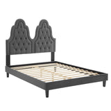 Alexandria Tufted Performance Velvet Queen Platform Bed Charcoal MOD-6765-CHA