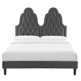 Alexandria Tufted Performance Velvet Queen Platform Bed Charcoal MOD-6765-CHA