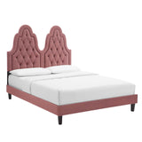 Alexandria Tufted Performance Velvet Queen Platform Bed Dusty Rose MOD-6765-DUS