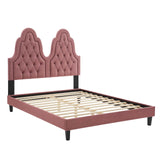 Alexandria Tufted Performance Velvet Queen Platform Bed Dusty Rose MOD-6765-DUS