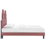 Alexandria Tufted Performance Velvet Queen Platform Bed Dusty Rose MOD-6765-DUS