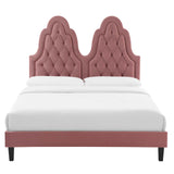 Alexandria Tufted Performance Velvet Queen Platform Bed Dusty Rose MOD-6765-DUS