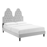 Alexandria Tufted Performance Velvet Queen Platform Bed Light Gray MOD-6765-LGR