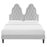 Alexandria Tufted Performance Velvet Queen Platform Bed Light Gray MOD-6765-LGR