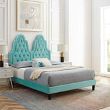 Alexandria Tufted Performance Velvet Queen Platform Bed Mint MOD-6765-MIN