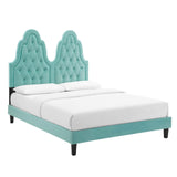 Alexandria Tufted Performance Velvet Queen Platform Bed Mint MOD-6765-MIN