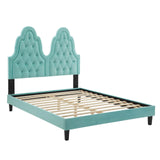 Alexandria Tufted Performance Velvet Queen Platform Bed Mint MOD-6765-MIN