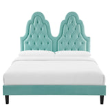 Alexandria Tufted Performance Velvet Queen Platform Bed Mint MOD-6765-MIN