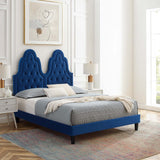 Alexandria Tufted Performance Velvet Queen Platform Bed Navy MOD-6765-NAV