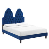 Alexandria Tufted Performance Velvet Queen Platform Bed Navy MOD-6765-NAV