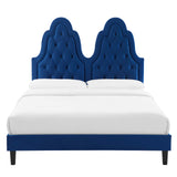 Alexandria Tufted Performance Velvet Queen Platform Bed Navy MOD-6765-NAV