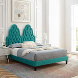 Alexandria Tufted Performance Velvet Queen Platform Bed Teal MOD-6765-TEA