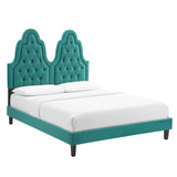 Alexandria Tufted Performance Velvet Queen Platform Bed Teal MOD-6765-TEA