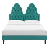 Alexandria Tufted Performance Velvet Queen Platform Bed Teal MOD-6765-TEA