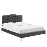 Amber Performance Velvet Queen Platform Bed