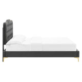 Modway Furniture Amber Performance Velvet Queen Platform Bed 0423 Charcoal MOD-6775-CHA