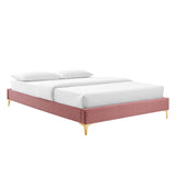 Modway Furniture Amber Performance Velvet Queen Platform Bed 0423 Dusty Rose MOD-6775-DUS