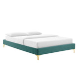 Modway Furniture Amber Performance Velvet Queen Platform Bed 0423 Teal MOD-6775-TEA