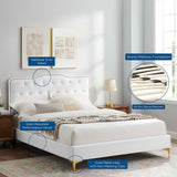 Modway Furniture Amber Performance Velvet Queen Platform Bed 0423 White MOD-6775-WHI