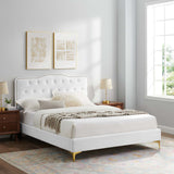 Modway Furniture Amber Performance Velvet Queen Platform Bed 0423 White MOD-6775-WHI