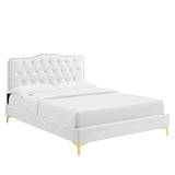 Modway Furniture Amber Performance Velvet Queen Platform Bed 0423 White MOD-6775-WHI