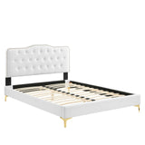 Modway Furniture Amber Performance Velvet Queen Platform Bed 0423 White MOD-6775-WHI