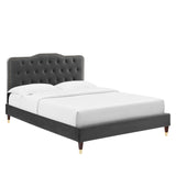 Modway Furniture Amber Performance Velvet Queen Platform Bed 0423 Charcoal MOD-6776-CHA