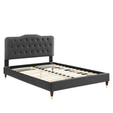 Modway Furniture Amber Performance Velvet Queen Platform Bed 0423 Charcoal MOD-6776-CHA