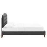 Modway Furniture Amber Performance Velvet Queen Platform Bed 0423 Charcoal MOD-6776-CHA