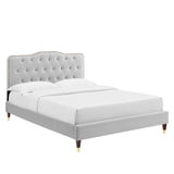 Modway Furniture Amber Performance Velvet Queen Platform Bed 0423 Light Gray MOD-6776-LGR