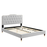 Modway Furniture Amber Performance Velvet Queen Platform Bed 0423 Light Gray MOD-6776-LGR