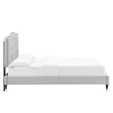 Modway Furniture Amber Performance Velvet Queen Platform Bed 0423 Light Gray MOD-6776-LGR