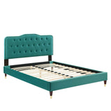 Modway Furniture Amber Performance Velvet Queen Platform Bed 0423 Teal MOD-6776-TEA