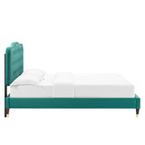 Modway Furniture Amber Performance Velvet Queen Platform Bed 0423 Teal MOD-6776-TEA